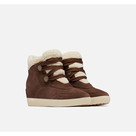 Sorel Women's OUT N ABOUT™ Cozy Wedge Lace Up Booties Tobacco Brown NWT Size 6